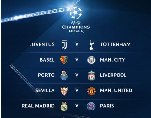 uefa champions league 2018 match list
